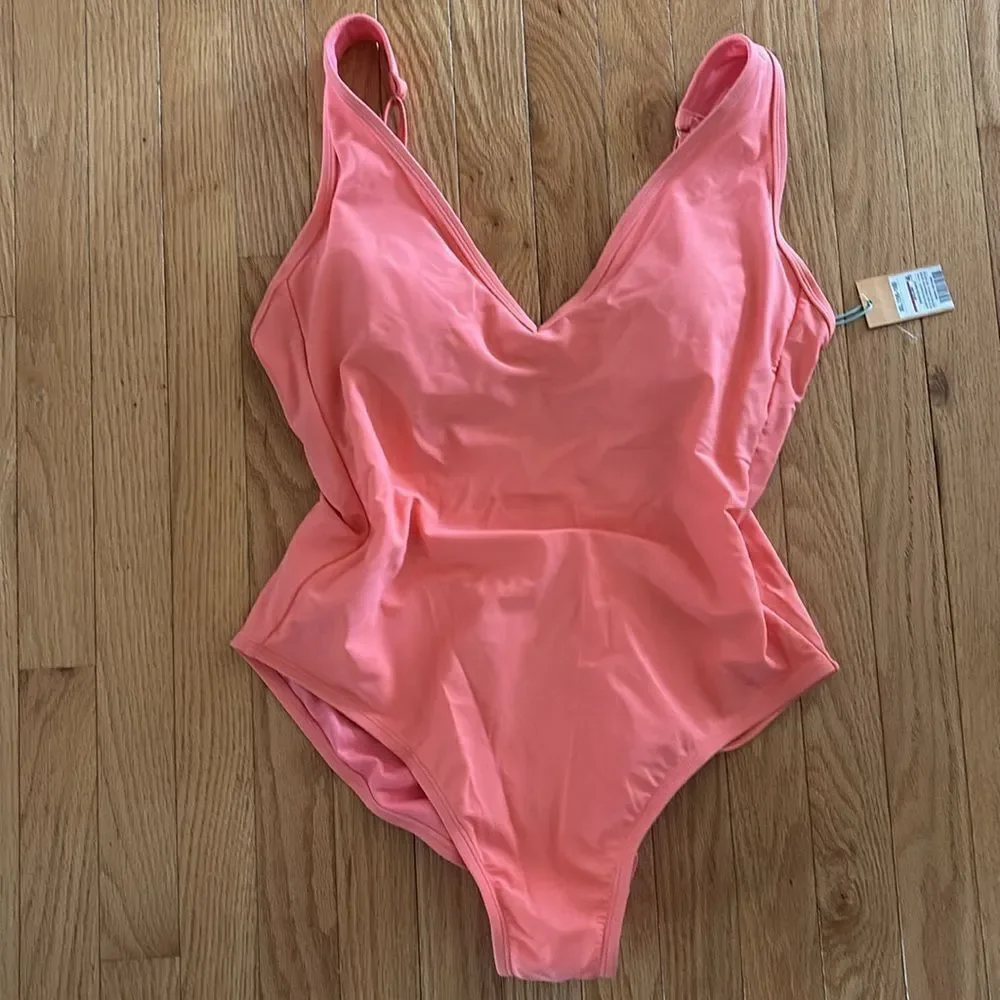NWT KONA SOL one piece orange swimsuit bra‎ insert removal pads womens size XL